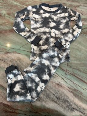 Petit Lem Black and White Tie-Dye Kids Pajama Set